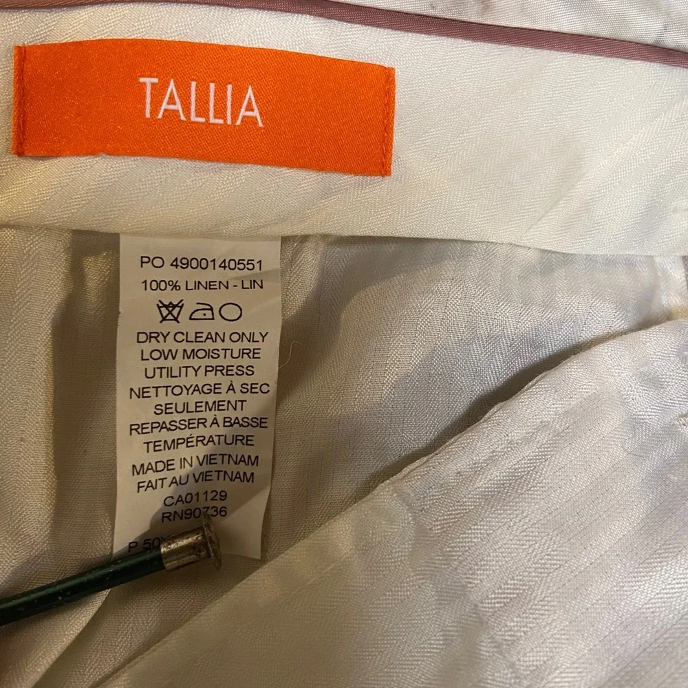 Tallia Linen Dress Pants Mens 50x30 Tan Beige Flat Front Summer Wedding Trousers